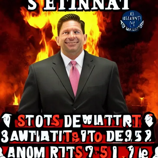 Image similar to Ron DeSantis as Satan in Hell