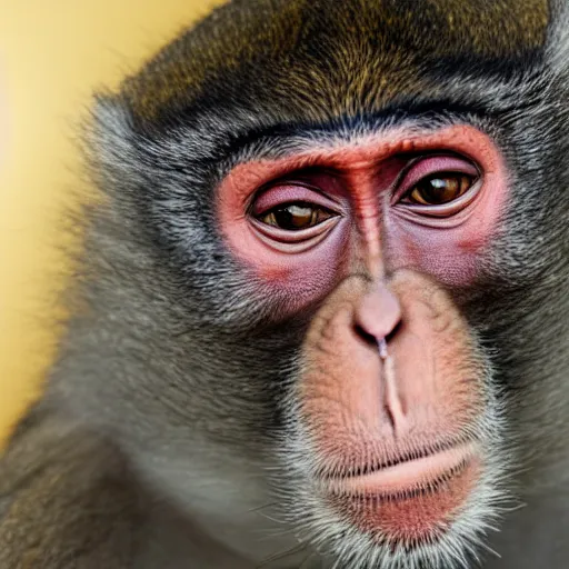 Image similar to portrait of a macaque wearing a gold chain, in the style of piccaso