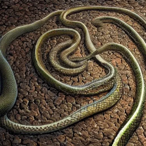 Prompt: hyperrealistic photo of a long snake, long shot