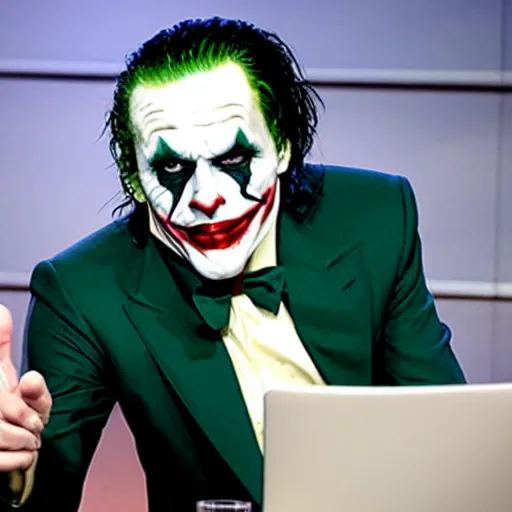 Image similar to the joker on the tonight show