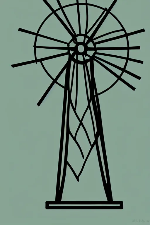 Prompt: minimalist boho style art of a windmill, illustration, vector art