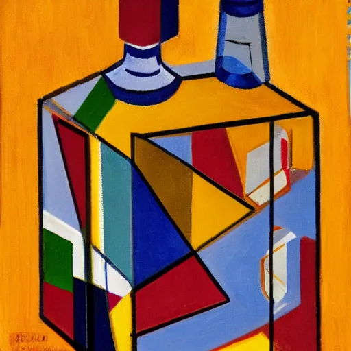 Image similar to cubism bottle of whiskey