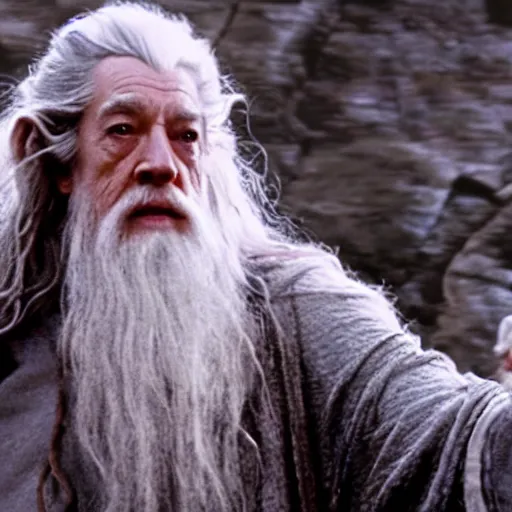 Prompt: movie still of gandalf dabbing as he comes to the rescue of helm's deep