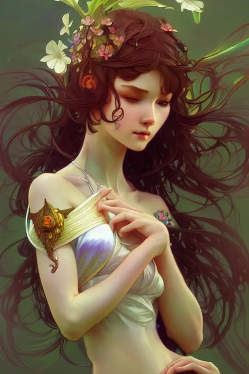 Image similar to beautiful pixie, highly detailed, digital painting, artstation, sharp focus, illustration, art by tan zi and ayanamikodon and alphonse mucha and wlop