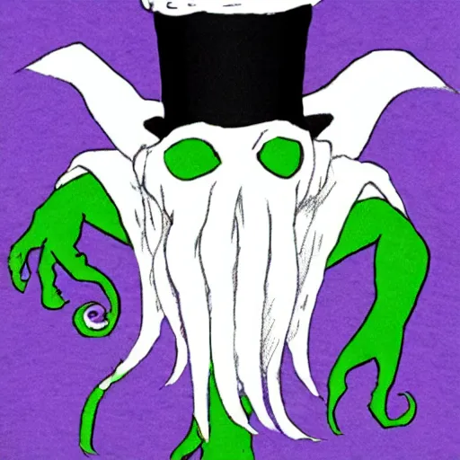 Image similar to cthulhu wearing a top hat