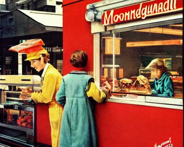 Image similar to vintage mcdonald's commercial depicting the hamburgular, by saul leiter, by norman rockwell
