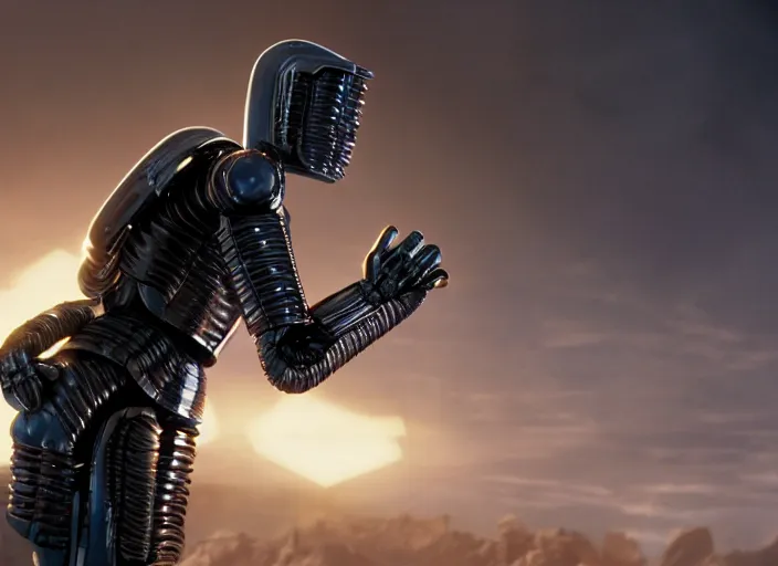 Image similar to film still of bender in the scifi movie, 4 k