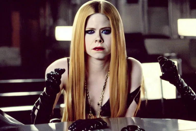 Image similar to a film still of Avril Lavigne in catwoman, high quality