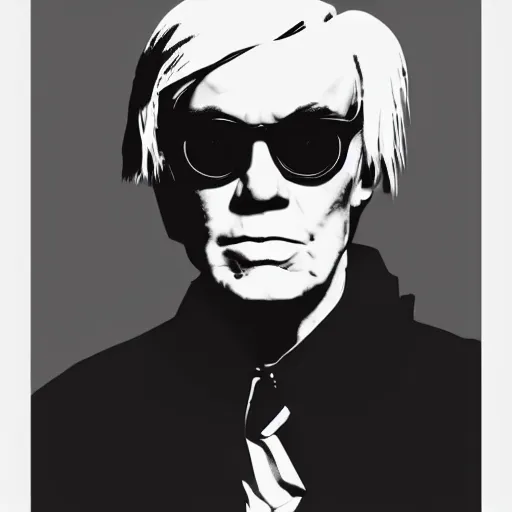 Prompt: portrait of absolutely angry andy warhol aged 40 looking sternly into the camera and wearing designer sun glasses, in the style of andy warhol, high quality, trending on artstation, hd