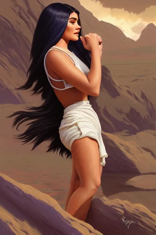 Image similar to clear portrait of kylie jenner benchpressing sillicone bags, cottagecore!!, background hyper detailed, character concept, full body, dynamic pose, elegant, intricate, highly detailed, digital painting, artstation, concept art, smooth, sharp focus, illustration, art by artgerm and greg rutkowski and alphonse mucha