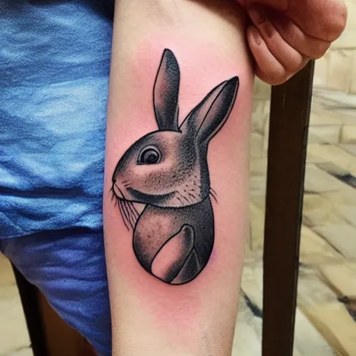 Cute bunny rabbit tattoo So much fun definitely took a bit longer than I  thought but well worth it Done here in Bellingham at  Instagram