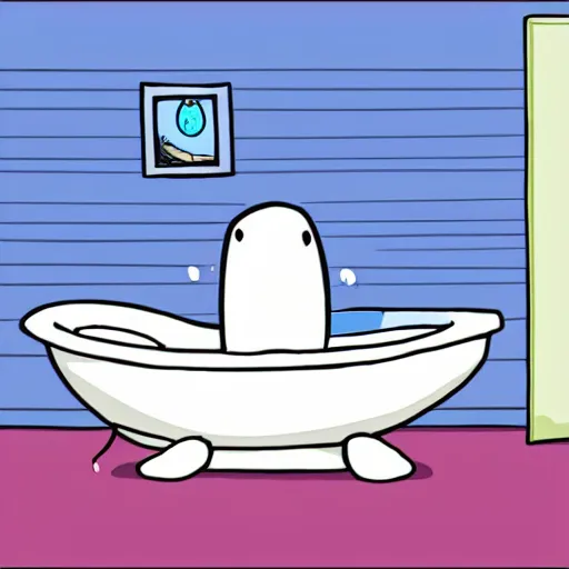 Prompt: whale in a bathtub, cartoon,