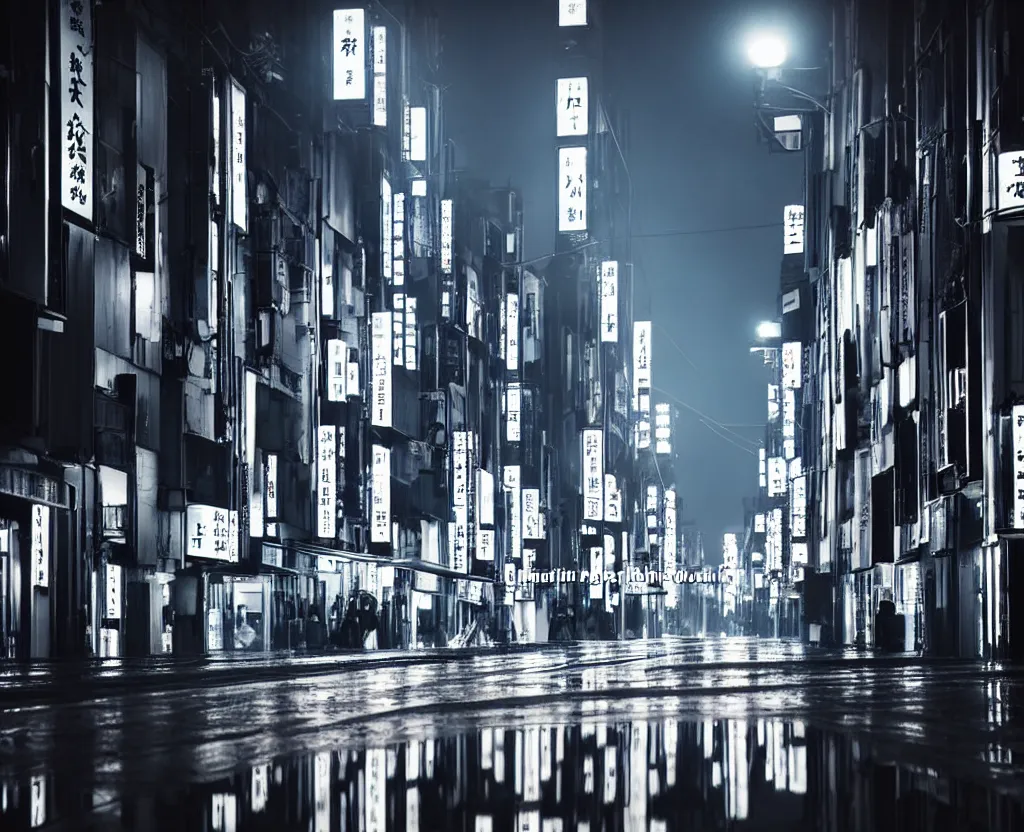 Image similar to beautiful!!! overwhelming!!!!! studio photograph of japan at night, raining, long reflective street, beautiful tall luxurious neon buildings with advertisements, cars and crowd, traffic lights, dense intense atmosphere!!! stunning composition, moon rays, beautiful calming atmosphere, studio level quality, photography, hyperdetailed