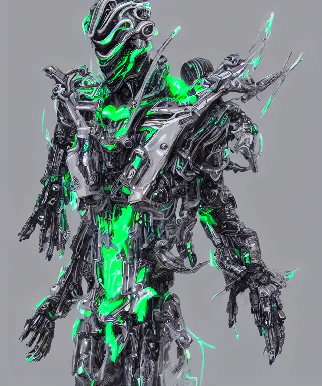 Image similar to Sci fi warlock armor made of mechanical parts conjuring necrotic energy, surrealism, smooth, intricate, elegant, demonic energy, power aura, neon glowing spells, surrealism , scifi, intricate mecha armor, elegant, highly detailed cybernetic body, neon glowing eyes, digital painting, artstation, concept art, smooth, sharp focus, illustration, art by Artgerm and moebius and Peter Mohrbacher