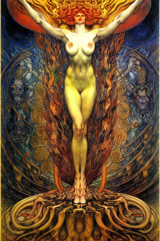 Image similar to Divine Chaos Engine by Karol Bak, Jean Delville, William Blake, Gustav Klimt, and Vincent Van Gogh, symbolist, visionary