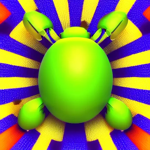 Image similar to cute bug. 3 d render. blender. colorful 3 d background. macro. 4 k