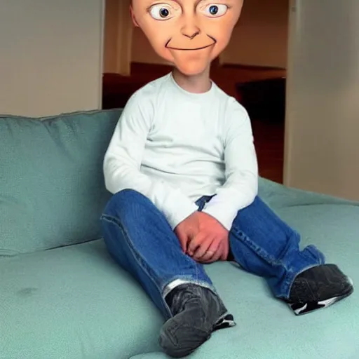 Image similar to stewie from family guy in real life