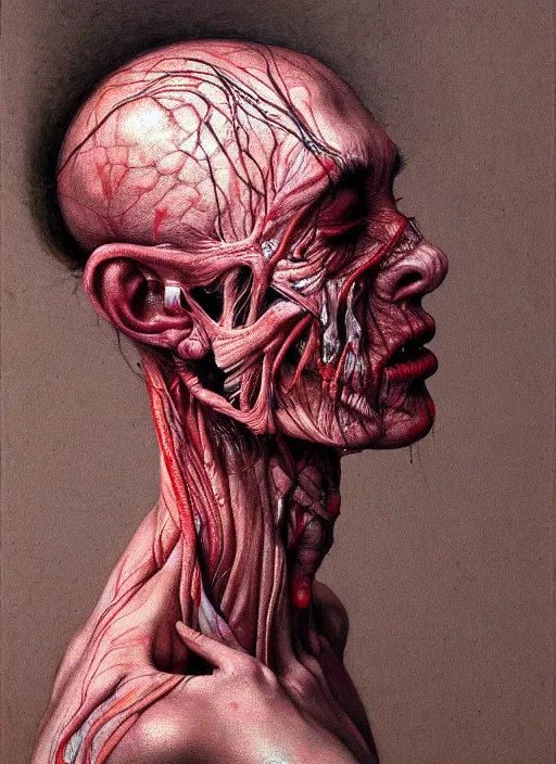 Prompt: there is ugliness in beauty, but there is also beauty in ugliness detailed painting inspired by beksinski and alex gray, accurate anatomy by jenny saville, edward hopper trending on artstation. 8 k