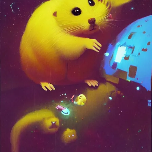 Prompt: a giant hamster by paul lehr