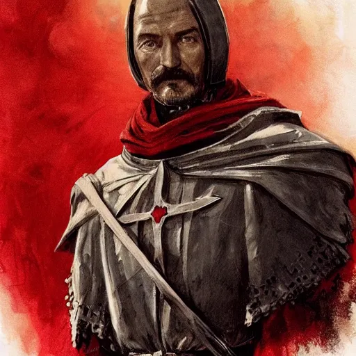 Prompt: felix dzerzhinsky as holy red knight protector of mother russia, colourised, face portrait, epic, military art, fantasy, dieselpunk, hd shot, digital portrait, beautiful, artstation, comic style, by artgerm, guy denning, jakub rozalski, magali villeneuve and charlie bowater