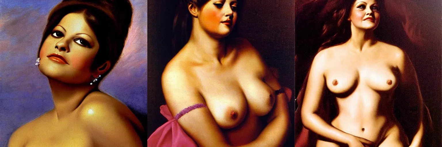 Prompt: rokeby venus by velasquez as played by claudia cardinale. cinematic, technicolor