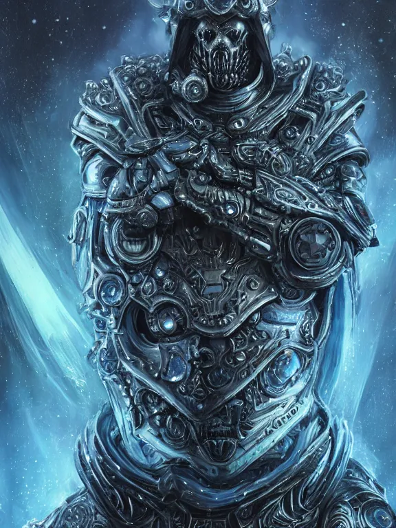 Prompt: portrait art of 8k ultra realistic retro futuristic lich king , galaxy reflected helmet , detailed intricate ornate armour,eldritch horror,blade runner, cybernetic, full of colour, cinematic lighting, battered, trending on artstation, 4k, hyperrealistic, focused, extreme details,unreal engine 5, cinematic, masterpiece, art by ayami kojima, giger