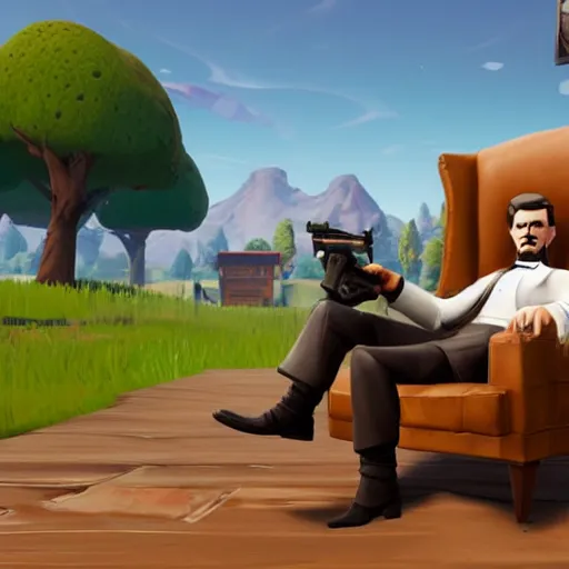 Prompt: abraham lincoln playing fortnite on his couch