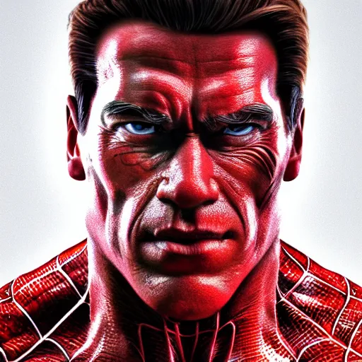 Image similar to Arnold Schwarzenegger as spiderman , muscle extremely detailed, fantastic details full face, mouth, trending on artstation, pixiv, cgsociety, hyperdetailed Unreal Engine 4k 8k ultra HD, WLOP