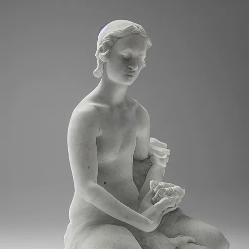 Prompt: a photo of a linden blossom marble statue, studio lighting