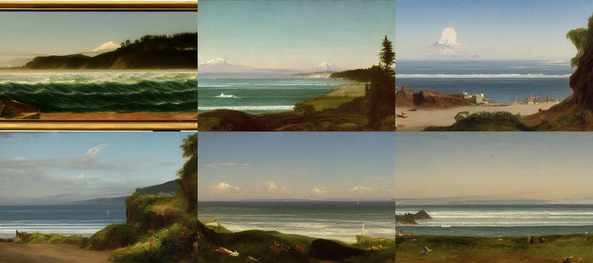 Prompt: long beach washington, painting by thomas cole