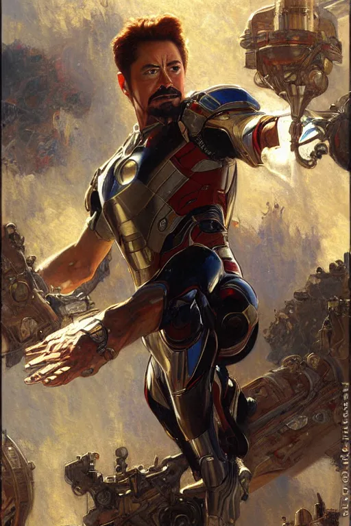 Image similar to tony stark, highly detailed painting by gaston bussiere, craig mullins, j. c. leyendecker 8 k