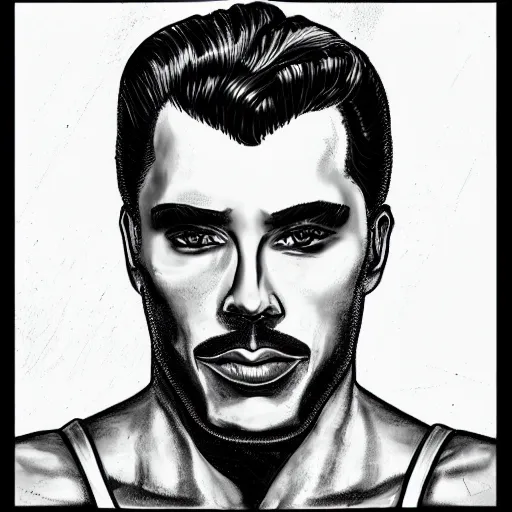 Image similar to lgbt art, tom of finland style, art in 4 k, high quality