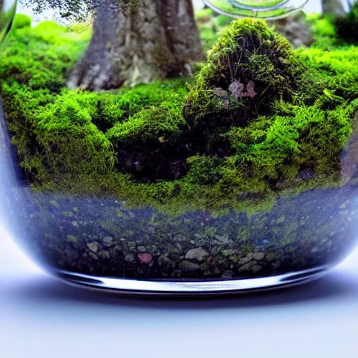 Prompt: moss terrarium beautiful 4 k close - up highly detailed stunning lighting