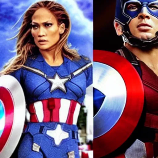 Prompt: Jennifer Lopez as Captain America