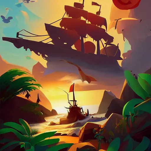 Image similar to painting treasure on sea of thieves game smooth median photoshop filter cutout vector, behance hd by jesper ejsing, by rhads, makoto shinkai and lois van baarle, ilya kuvshinov, rossdraws global illumination