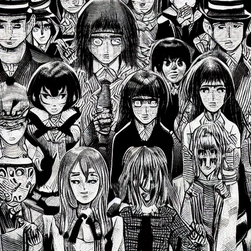 Prompt: minecreft in the stlye of junji ito