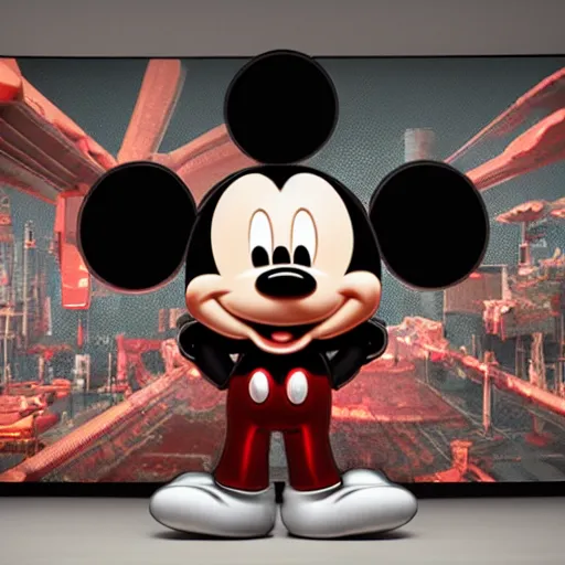 Prompt: a giant mickey mouse, dissected by a group of network executives, on an operating table, octane render, cgstation, 3 d render, very detailed, mindblowing, blood and guts, gritty, cyberpunk