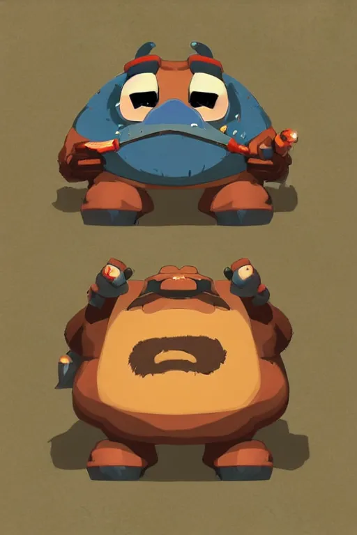 Image similar to an in game portrait of mr. resetti from the legend of zelda breath of the wild, breath of the wild art style.