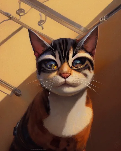 Image similar to ms. fortune the cat | highly detailed | from the pixar film sneaky cats | very intricate | cinematic lighting | award - winning | closeup portrait | by donato giancola and mandy jurgens and charlie bowater | featured on artstation