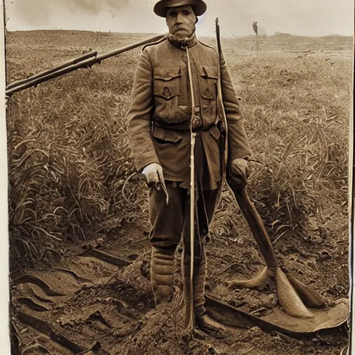 Image similar to ultra detailed photorealistic sepia - toned photograph from 1 9 1 7, a british officer in field gear standing at an archaeological dig site near megra, ultra realistic, painted, intricate details, lovecraft, atmospheric, dark, horror, brooding, highly detailed, by angus mcbride