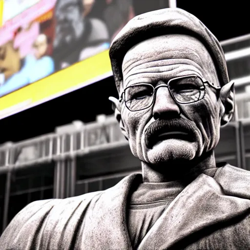 Prompt: extremely detailed renaissance sculpture of walter white by michelangelo, standing in times square, 3 d render, hyper detailed, sharp focus, 8 k resolution