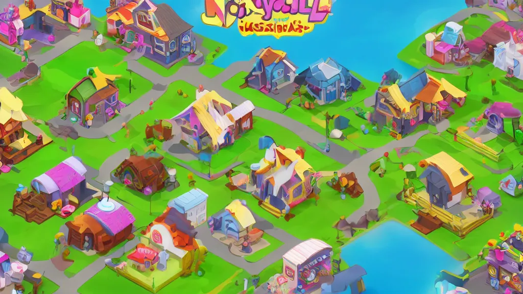 Image similar to Isometric view of Ponyville, screenshot from Hasbro's newest mobile game based on My Little Pony: Friendship is Magic