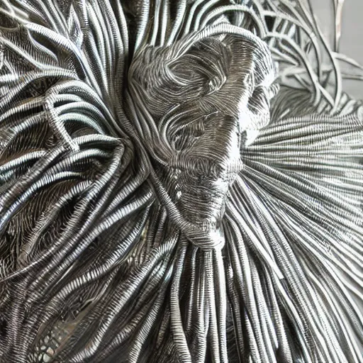 realistic silver metal detailed wire sculpture of the, Stable Diffusion