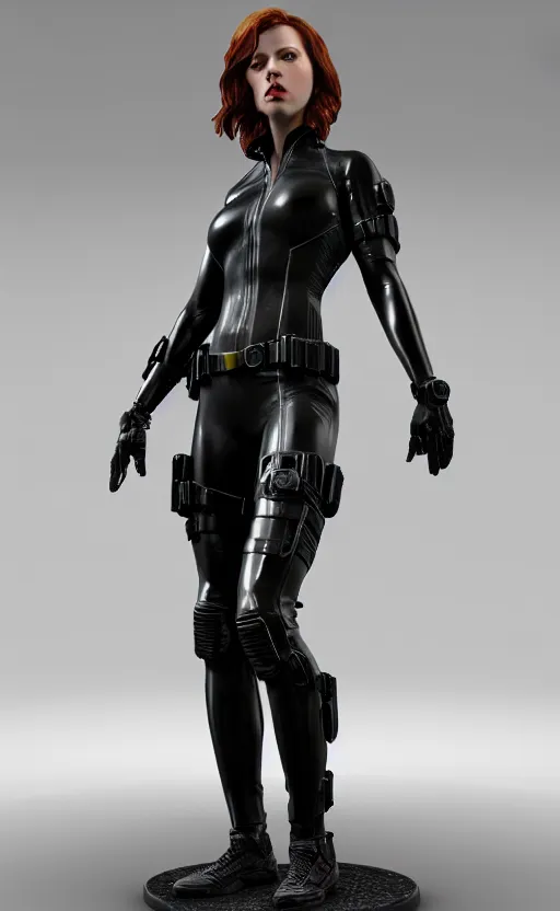 Image similar to black widow, bronze statue and silver, unreal engine, high detailed, holographic