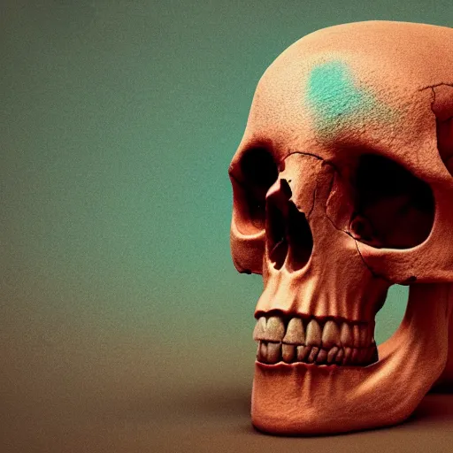 Prompt: human skull, paint pour, octane render, by beeple