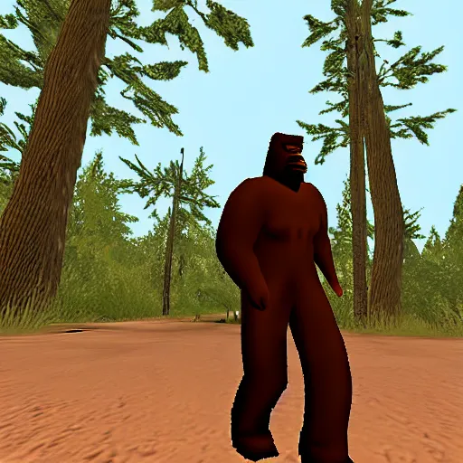 Image similar to bigfoot in gta san andreas, video game screenshot