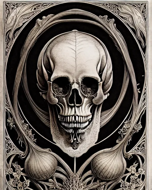 Image similar to art forms of nature by ernst haeckel, memento mori by arthur rackham, ornate antique porcelain beautiful skull mask, ultrasharp, photorealistic, hyperdetailed, octane render, polished, art nouveau, neo - gothic, gothic, intricate ornamental organic filigree, art nouveau botanicals, art forms of nature by ernst haeckel, horizontal symmetry, symbolist, visionary