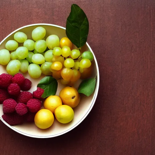 Image similar to a fruit bowl, view from above, movie still, 8 k