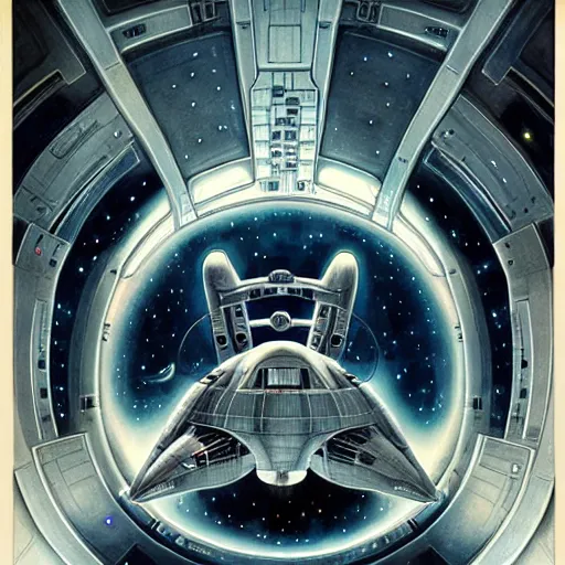 Image similar to symmetry, starship enterprise, by jean - baptiste monge