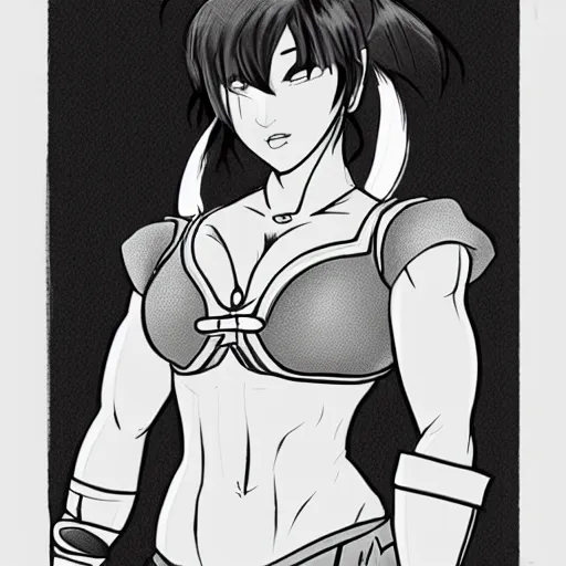 Image similar to a sketch of chun li in the style of gabi tozati